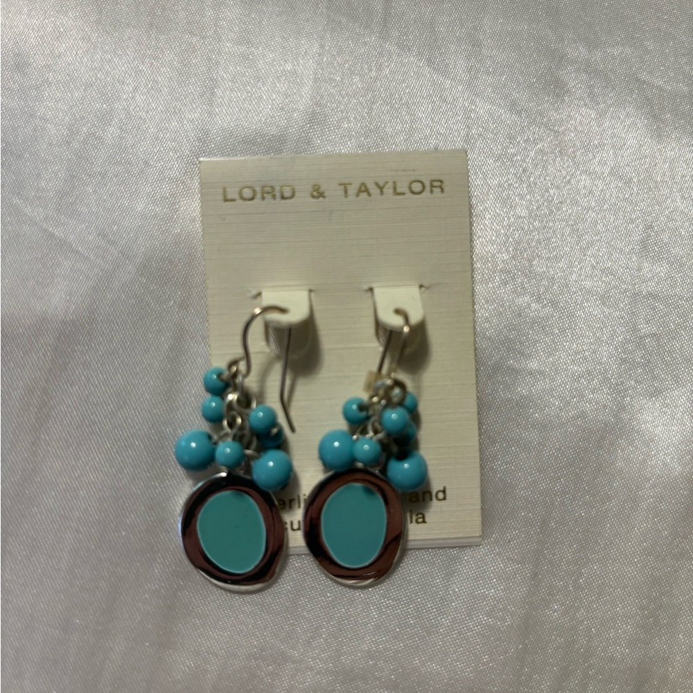 Lord & Taylor Blue and Silver Modern Earrings